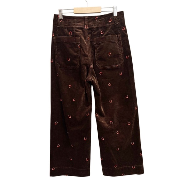 Anthropologie Maeve The Colette Corduroy Crop Wide Leg Pants Horseshoe - Picture 3 of 6